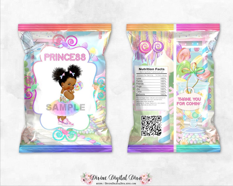 Candy Princess Printable Chip Bags Pastel Rainbow Land | Etsy