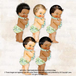 Little Prince Luau Tropisch Eiland Hawaïaans Patroon Groen Blauw Aqua Turquoise Luierluier | Babyjongen 3 huidskleuren | Clipart direct downloaden