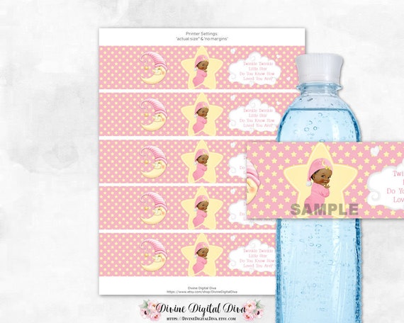 twinkle twinkle little star baby shower label editable pink moon birthday decor printable blue stars water bottle label template purple paper paper party supplies jan takayama com