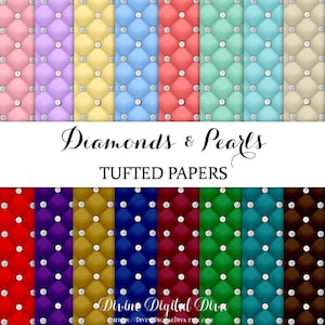 20 carte digitali tuftate / Diamanti e perle Pastelli Toni gioiello Borgogna Viola Blu reale Rosa Menta Corallo Giallo Verde / Download immediato