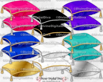 Pillows Gold & Silver Trim Royal Blue Hot Pink Purple Teal White Black | Digital Images Clipart Instant Download