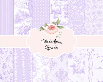 French Toile de Jouy Lavande Lavender | Backgrounds Digital Paper Pack | Instant Download