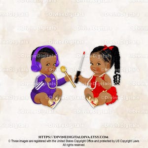 Fone de ouvido com microfone para DJ Beauty or Beats Hip Hop Chain Vermelho Roxo Dourado | Tranças em tom escuro para meninos e meninas | Revelação do sexo do bebê | Download instantâneo de clipart