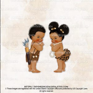 Safari Jungle Loincloth Leopard Print Brown Animal Print | Boy Girl Dark Tone Puffs | Gender Reveal Twins | Clipart Instant Download