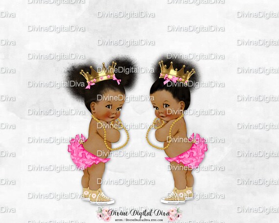 Ruffle Pants Natural Hair Ponytails Bun Pink Gold Crown Etsy