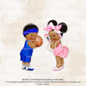 Pincel de maquiagem azul-royal com pérolas e laços de basquete ou laços | Puffs escuros para meninos e meninas | Revelação do sexo dos gêmeos | Download instantâneo