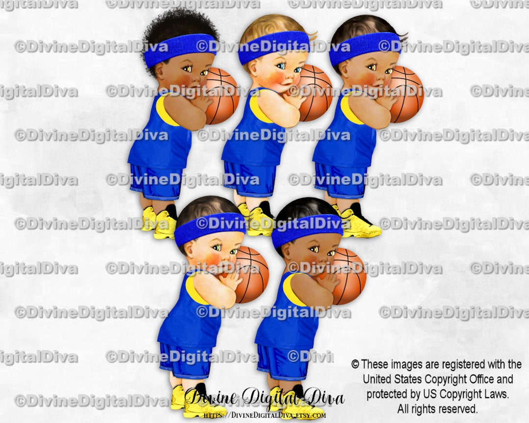 Little Prince Basketball Player Blue & Yellow Jersey Sweatband Sneakers