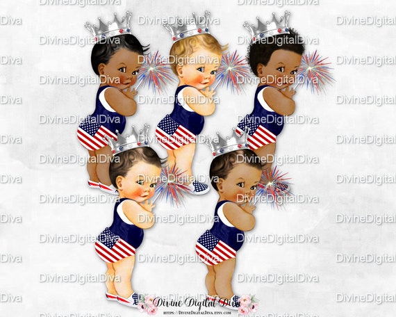 Little Prince Red White Blue Silver Crown Sparkler American Etsy
