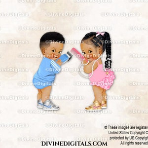 Peluquero estilista, tijeras azules, peine rosa degradado, zapatillas, trenzas, bebé niño niña tono medio, revelación de género de gemelos, descarga instantánea de imágenes prediseñadas