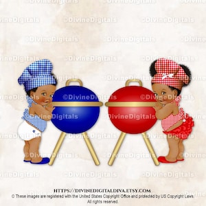 Little Chefs Rot Karo Karo Hut Schürze Grill BabyQ Grill Hut Rot Royalblau | Baby Junge Mädchen Dunkle Ton Puffs | Clipart Sofort Download