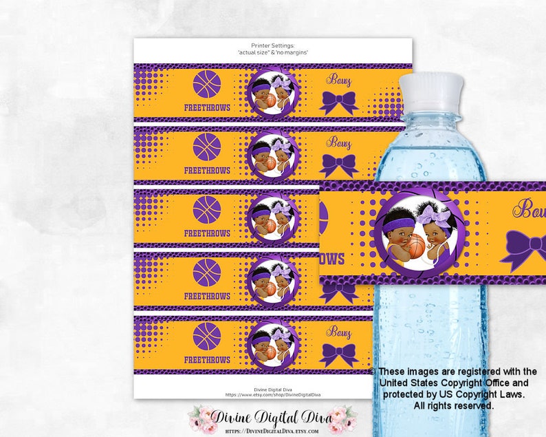 Basketball Free Throws or Bows Gender Reveal Water Bottle - Etsy