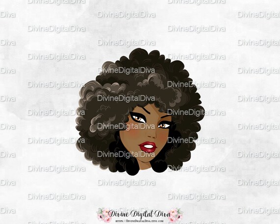 Headshot Fashion Girl African American Woman Curly Natural Etsy