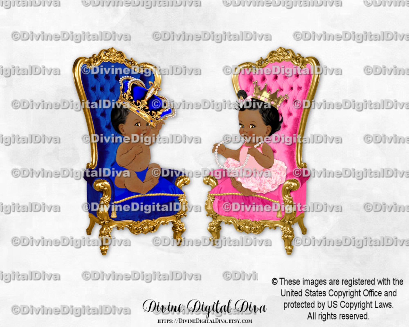 Throne Chair Royal Blue Pink Gold Prince & Princess Baby Boy | Etsy
