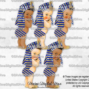 Little Prince Egyptian Pharaoh Royal Blue & Gold Headdress Cobra | Baby Boy 3 Skin Tones | Clipart  Instant Download