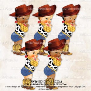 Kleiner Cowboy Jeans Gelb Westernhemd Kuh Print Weste Stiefel roter Schal | Baby Boy 3 Hauttöne | Clipart Sofort Download