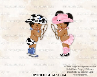 Cowboy Cowgirl Koe Print Laarzen Hoed Lasso Western Donkere Toon Jongen Meisje Rookwolken Clipart