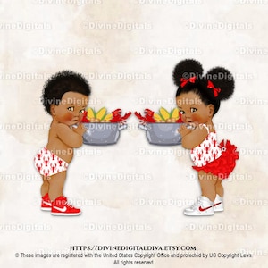 Baby Shower con tema de cangrejo de río hervido, revelación de género, rojo, blanco, niña, niño, tonos oscuros, imágenes prediseñadas, descarga instantánea