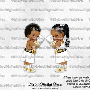 Boxeador blanco dorado campeón de boxeo / Bebé niño niña tono oscuro bebés afroamericanos de color / Revelación de género de gemelos / Clipart descarga instantánea