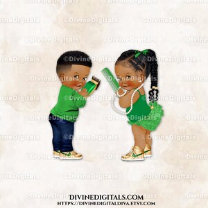 Baskets Vert émeraude Et Dorées Stylist Barber Clippers Comb Bébé Garçon Fille Foncé | Sexe révélateur des jumeaux | Clipart à téléchargement immédiat
