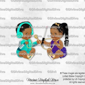 Beauty Beats Gold Kette DJ Headset Mic Teal Türkis Lila | Baby Junge Mädchen dunkle Ton Zöpfe | Geschlecht offenbaren | Clipart Sofort Download