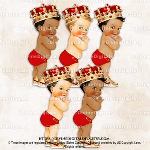 Little Prince Crown Red & Gold Sneakers Baby Boy Clipart Instant Download