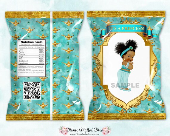 Printable Chip Bags Arabian Princess Harem Pants Aqua & Gold | Etsy