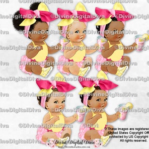 Roze limonade Geelroze Felroze hoofdstriksneaker Glas limonade | Zittend meisje 3 huidskleuren | Clipart direct downloaden