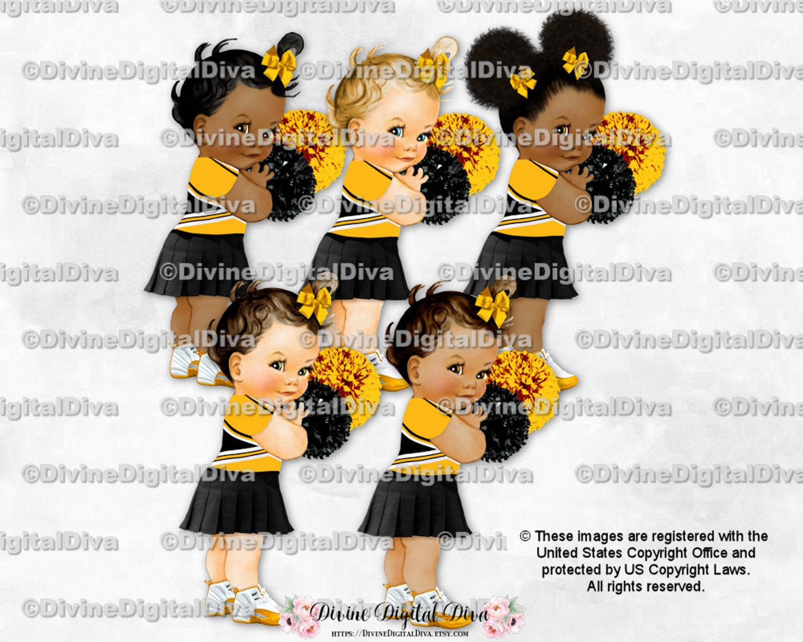Cheerleader Black & Yellow Gold Uniform Pom Poms Baby Girl Etsy