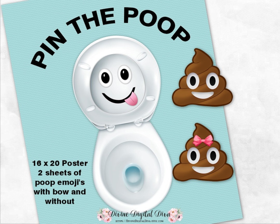 Pin the Poop on the Toilet Emojis Children's Party Game Poster Digital  Printable - Etsy Singapore, image size:1080x864