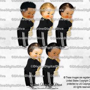 90er Jahre Hip Hop Black & White Jacke Trainingshose Sneakers Goldkette | Baby Boy 3 Hauttöne | Sofort Download