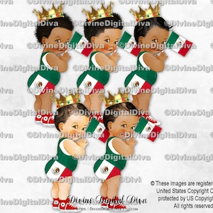 Little Prince-sneakers met Mexicaanse vlag groen wit rood goud | Babyjongen 3 huidskleuren | Clipart direct downloaden