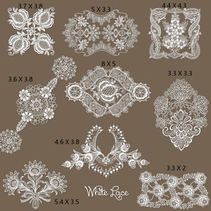 18 Lace Decorative Elements Clipart White & Pink Transparent PNG Instant Download Digital Images