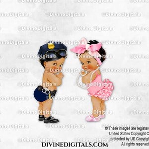 Insignias o lazos de oficial de policía, lazo grande azul marino y rosa, para bebé, niño y niña, tono medio, revelación de género de gemelos, descarga instantánea de imágenes prediseñadas