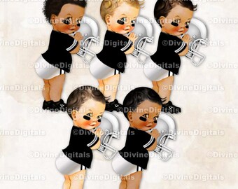 Clipart Casque de joueur de football bébé garçon noir argent gris