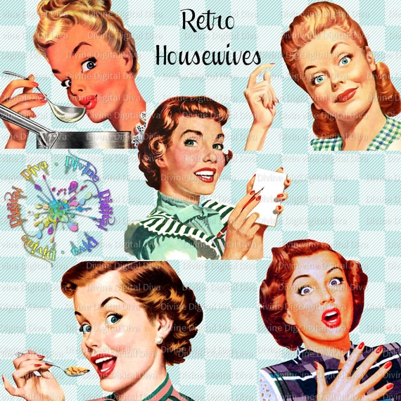 Retro Housewives 50s Vintage Mid Century Modern Women Etsy