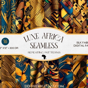 Motivi ripetuti senza soluzione di continuità ispirati all'Africa di lusso in seta / Sfondi di carte digitali, album di ritagli stampabili, diario / Download immediato