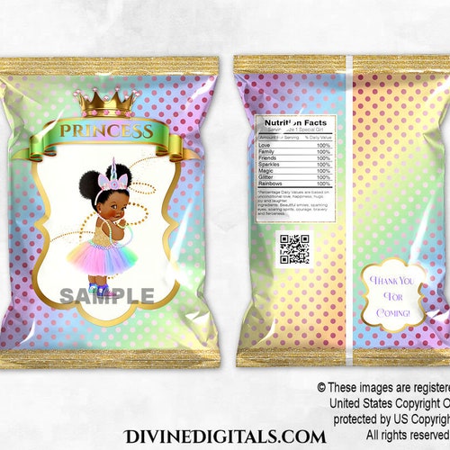 Unicorn Princess Printable Chip Bags Magical Rainbow Gold - Etsy