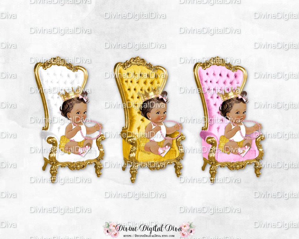 Baby Throne Chair Pink White Gold African American Vintage | Etsy
