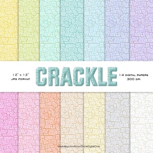 Crackle Texture Vernice screpolata / Turchese Rosa Pesca Lavanda Giallo Beige Bianco Grigio / Pacchetto di carta da ritagli digitale / Download immediato