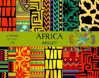 Africa Bright Colors African Kente Patterns | Digital Paper Pack | Instant Download