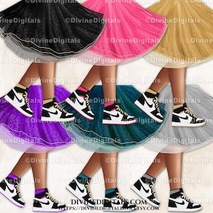 Robe Baskets Jambes Boule Tutu Fashion Party Ton Peau FONCÉ | Images numériques clipart transparentes Téléchargement instantané PNG