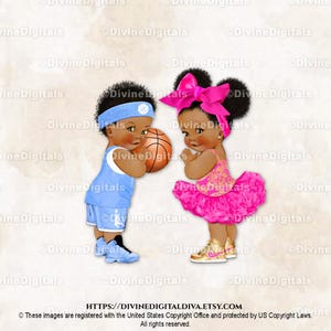 Zapatillas de baloncesto azul claro con lazo en la cabeza rosa intenso / Zapatos abullonados oscuros para niño y niña / Revelación de género de gemelos / Descarga instantánea de imágenes prediseñadas