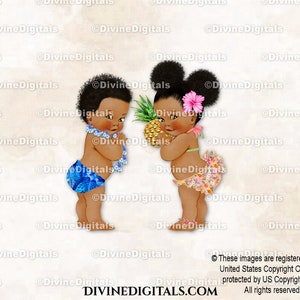 Aloha Hawaiian Tropical Luau bleu royal rose Lei ananas | Bouffées de ton foncé pour bébé garçon fille | Révéler le genre | Clipart à téléchargement immédiat
