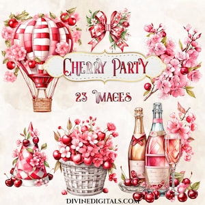 Clipart-afbeeldingen aquarel kersenbloesem thema, theekransje, brunch, babyshower, verjaardag, bruids vrijgezellenverjaardag 23 png CU downloaden