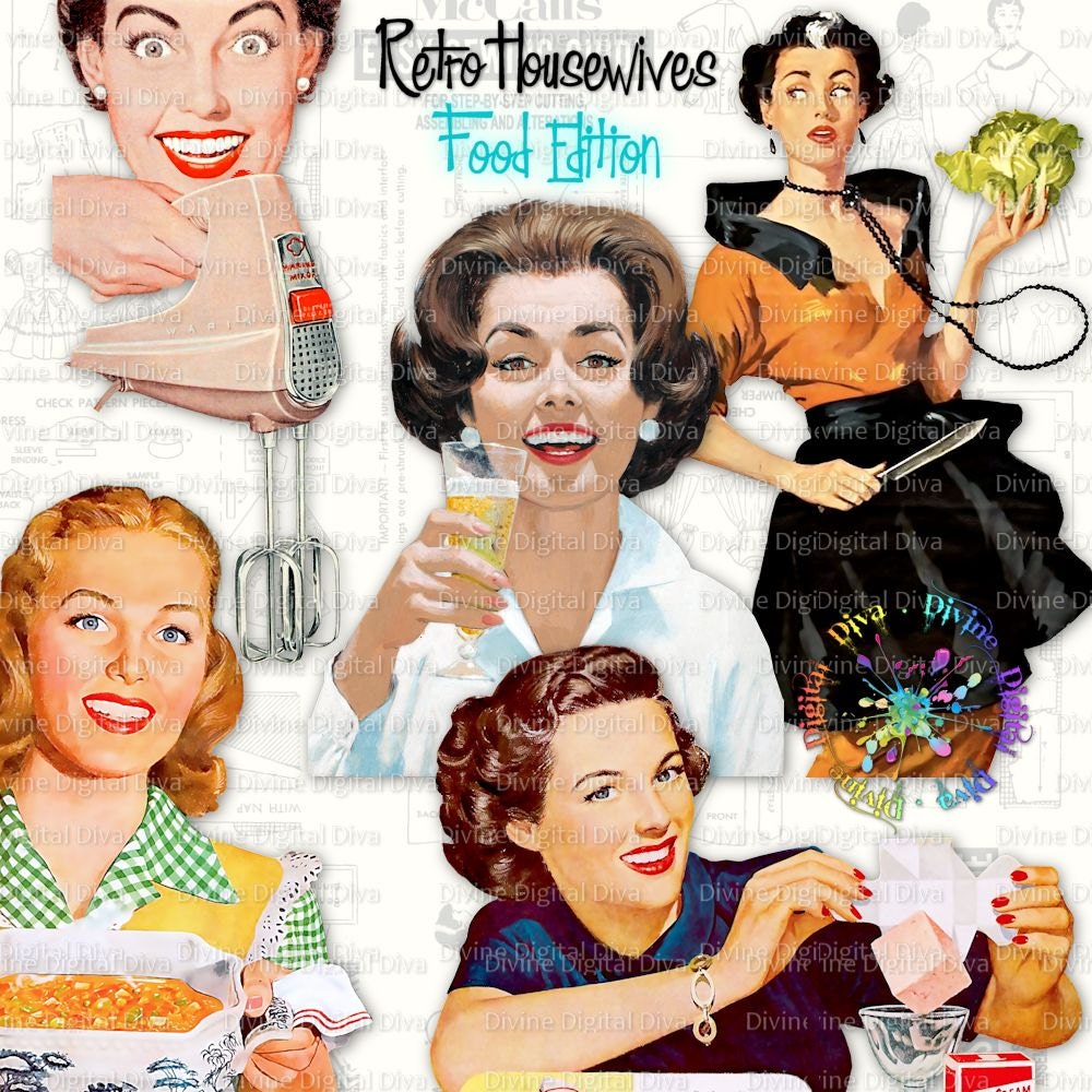Retro Housewives Food Edition Vintage 50s Women Food