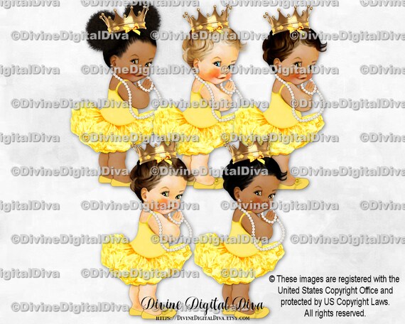 Ballerina Denim Shirt Yellow Tutu Slippers Bows Baby Girl 3 Skin Tones Clipart Instant Download Clip Art Art Collectibles Ideaismt Com Br