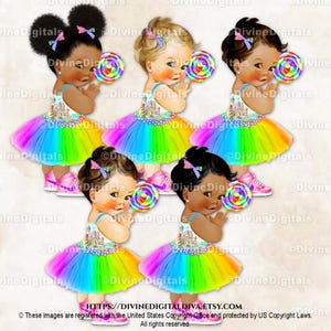 Candy Girl Rainbow Dress Sneakers Lollipop Hot Pink Purple Yellow Orange Baby Clipart