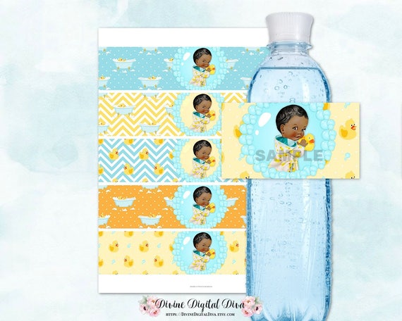 Rubber Duck Ducky Water Bottle Labels Yellow Aqua Orange | Etsy