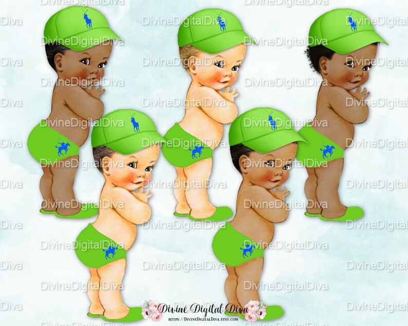 Little Prince Diaper Cap Slippers Hat Ponies Lime Green Royal Blue Clipart Instant Download Baby Boy 3 Skin Tones
