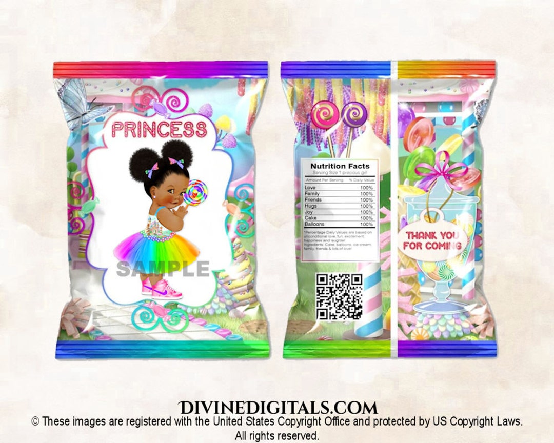 Candy Princess Printable Chip Bags Rainbow Land Lollipop Baby Girl ...
